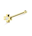 Stone Set Cross Bone Nose Stud NSKD-16